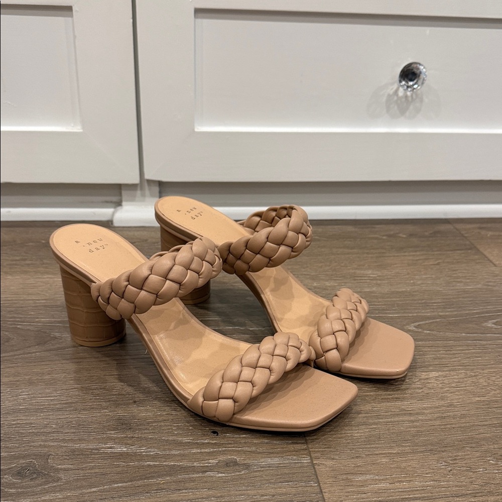 a new day Tan Braided Heels